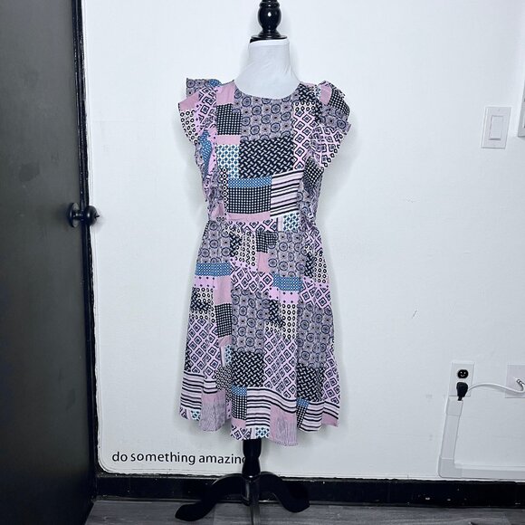 NWOT Mix Pattern Block Print Summer Dress Sz S - Picture 2 of 13
